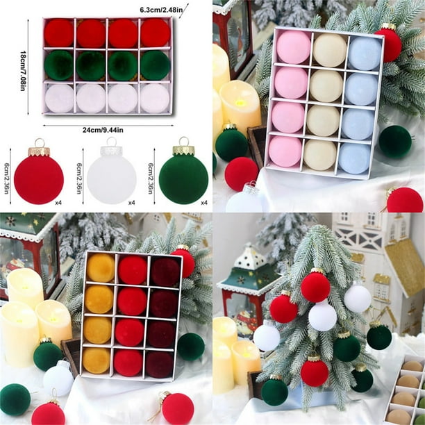 ¡Gran Oportunidad de Ahorro!, Bolas de Navidad Bolas flocadas para árbol de Navidad Adornos de plástico Adornos colgantes decorativos de Navidad Decoración para árbol de Navidad Akmoler