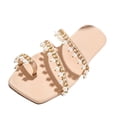 thumbnail image 2 of VerPetridure Sandals Flats for Women Vintage Lace Up Beaded Roman Sandals Slipper Flat Heel Slingback Sandals, 2 of 9