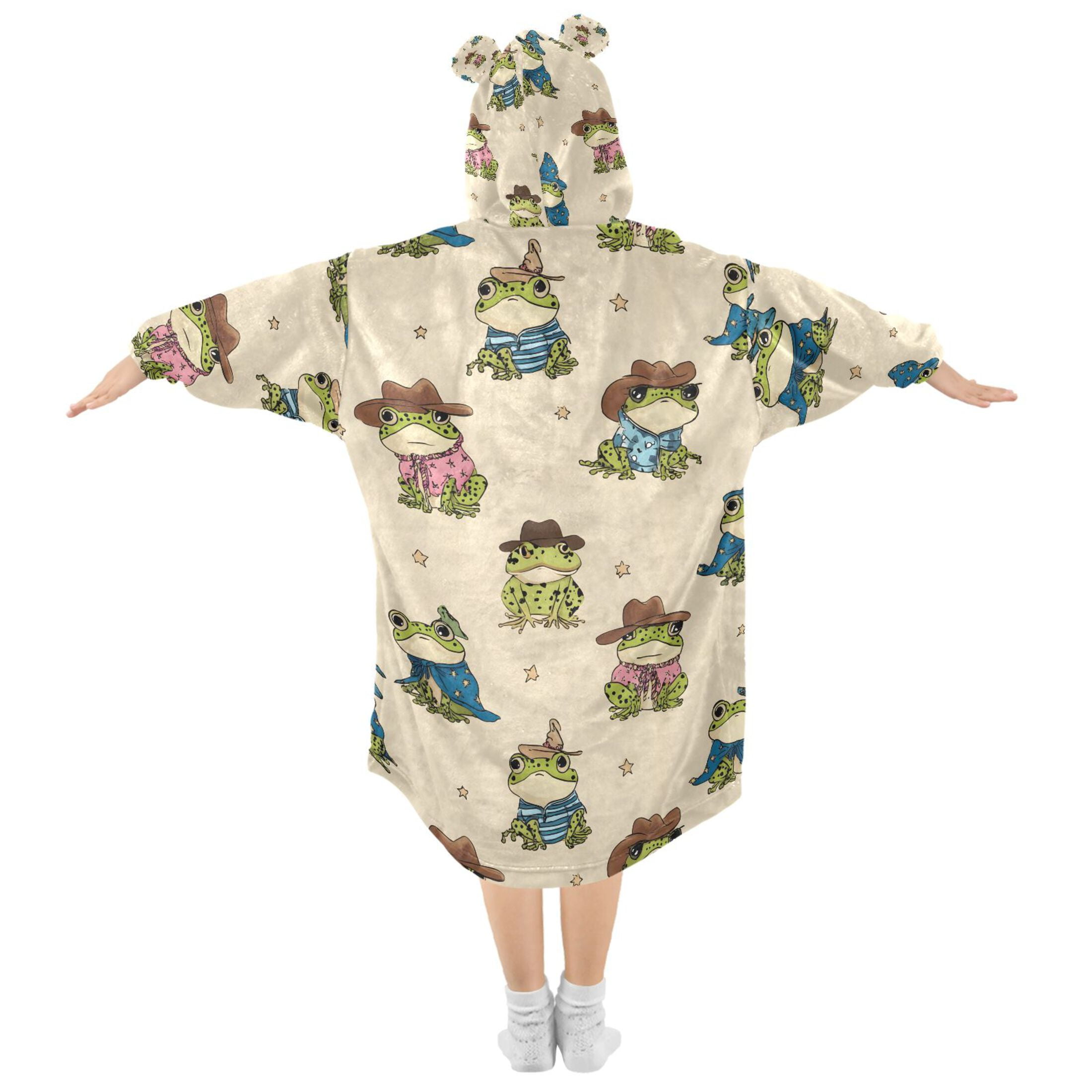 joogoo Wearable Blanket Hoodie for Cute Frog with Hats Oversized Sherpa Hooded 3-14 YR M