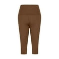 thumbnail image 6 of EchfiProm Capri Soft Leggings for Women Brown Gym Athletic Elastic Waist High Waisted Pants L, 6 of 7