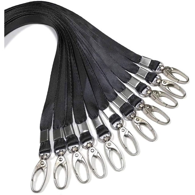 10 cordones negros para credenciales de identificación, cordón de nailon con clip giratorio y gancho para credenciales de oficina y llaveros.