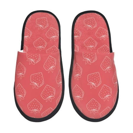 

House Slippers for Women and Men cartoon red strawberries Comfy Fuzzy Bedroom Slippers Furry Home Shoes for Indoor Outdoor