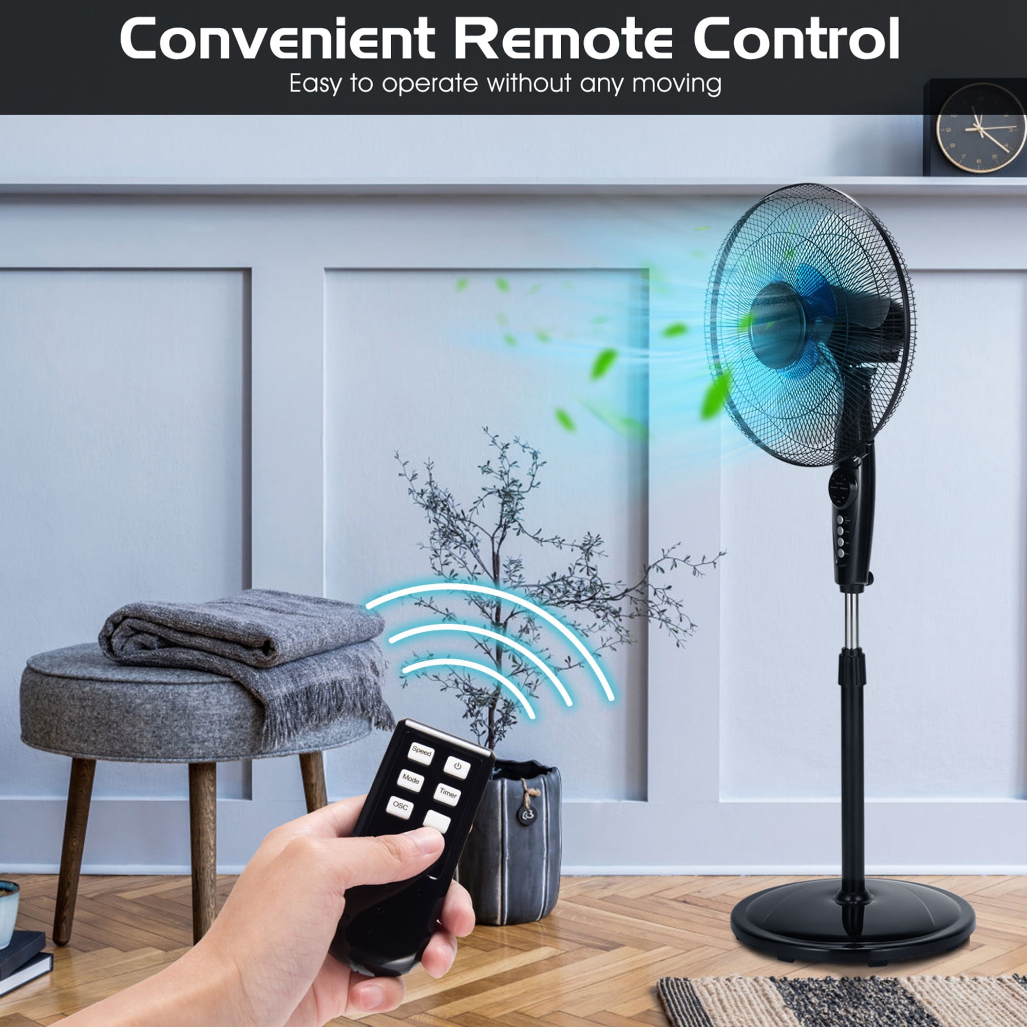 Gymax Home Office 18'' Dual Blade Pedestal Fan Adjustable Oscillating Stand Fan