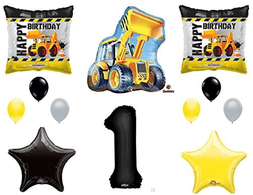 Construction Bull Dozer Party Balloons With #7