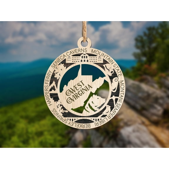 The Cabin Woodworker - Baltic Birch Wood - West Virginia State Ornament - Solid Backing