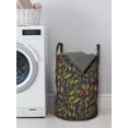 thumbnail image 3 of Leaves Laundry Bag, Striped Leaf Graphics Various Shades Amusing Drawing Floating Pointing on Dark, Hamper Basket with Handles Drawstring Closure for Laundromats, 13" x 19", Multicolor, by Ambesonne, 3 of 4