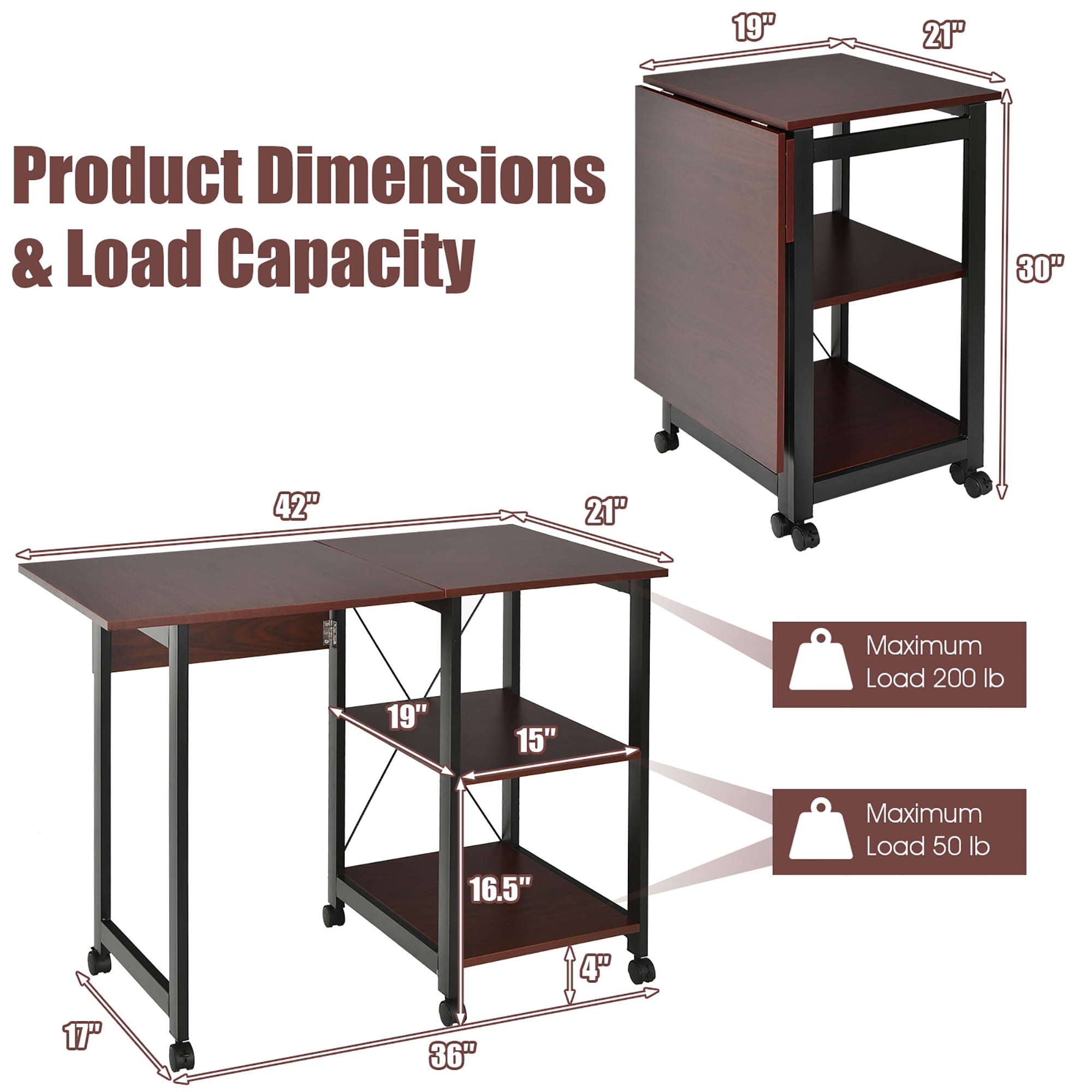 Rolling folding desk deals