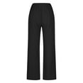 thumbnail image 5 of Huesdet Women's Linen Pants 2024 New Casual Pants for Womens Wide Leg Loose Elastic Waist Pants Trousers with Pocket Black,M, 5 of 5