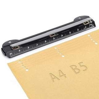 WORKLION Portable 3 Hole Punch for Binder : Black - 5 Sheet Capacity -  Built in Ruler and a Removable Chip Tray - Mini 3 Ring Hole Punch (2 Pack)