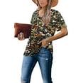thumbnail image 3 of pbnbp Women's Multicolor V Neck Short Sleeve T Shirts, Western Shirts for Women, 3 of 4