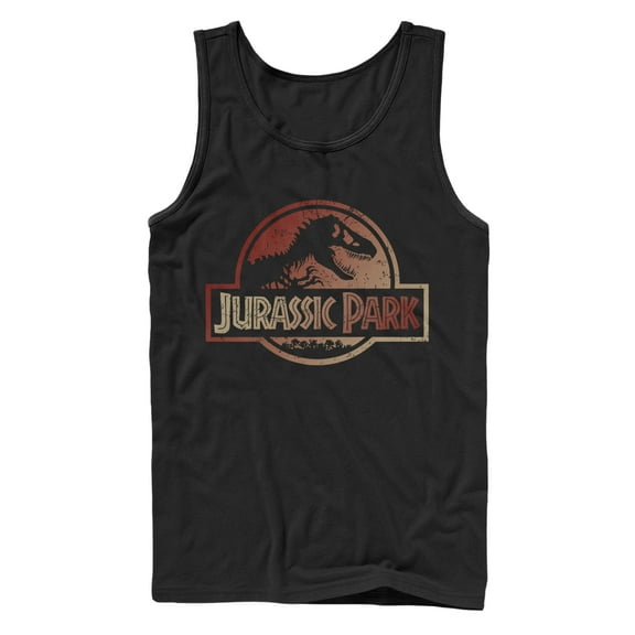 Men's Jurassic Park Earth Tone Logo  Tank Top Black Large