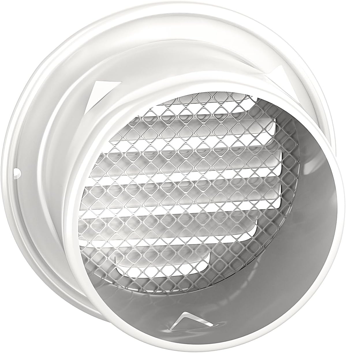 ABCISI 304 Stainless Steel Air Vents Cover,  Louvered Grille Cover Vent Flat Ducting Air Vent Wall Inlet with Built-in a Fly Screen Mesh for HVAC Ventilation (6 inch (150mm) White Paint)