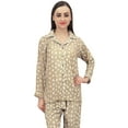 thumbnail image 1 of Bimba Olive Green Bird Print Women Shirt With Pajama Pants 2 Pcs Nightwear - 4, 1 of 7