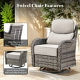 thumbnail image 5 of Planntonneo 2-Pack Patio Wicker Swivel Glider Chairs with 6-Inch Cushions, Grey/Beige, 5 of 9