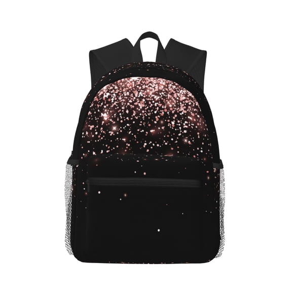 Picia Rose Gold Glitter1 Large Capacity Backpack Classic Style Backpack Casual Backpack Water-Resistant School Work Travel Outdoor Backpack