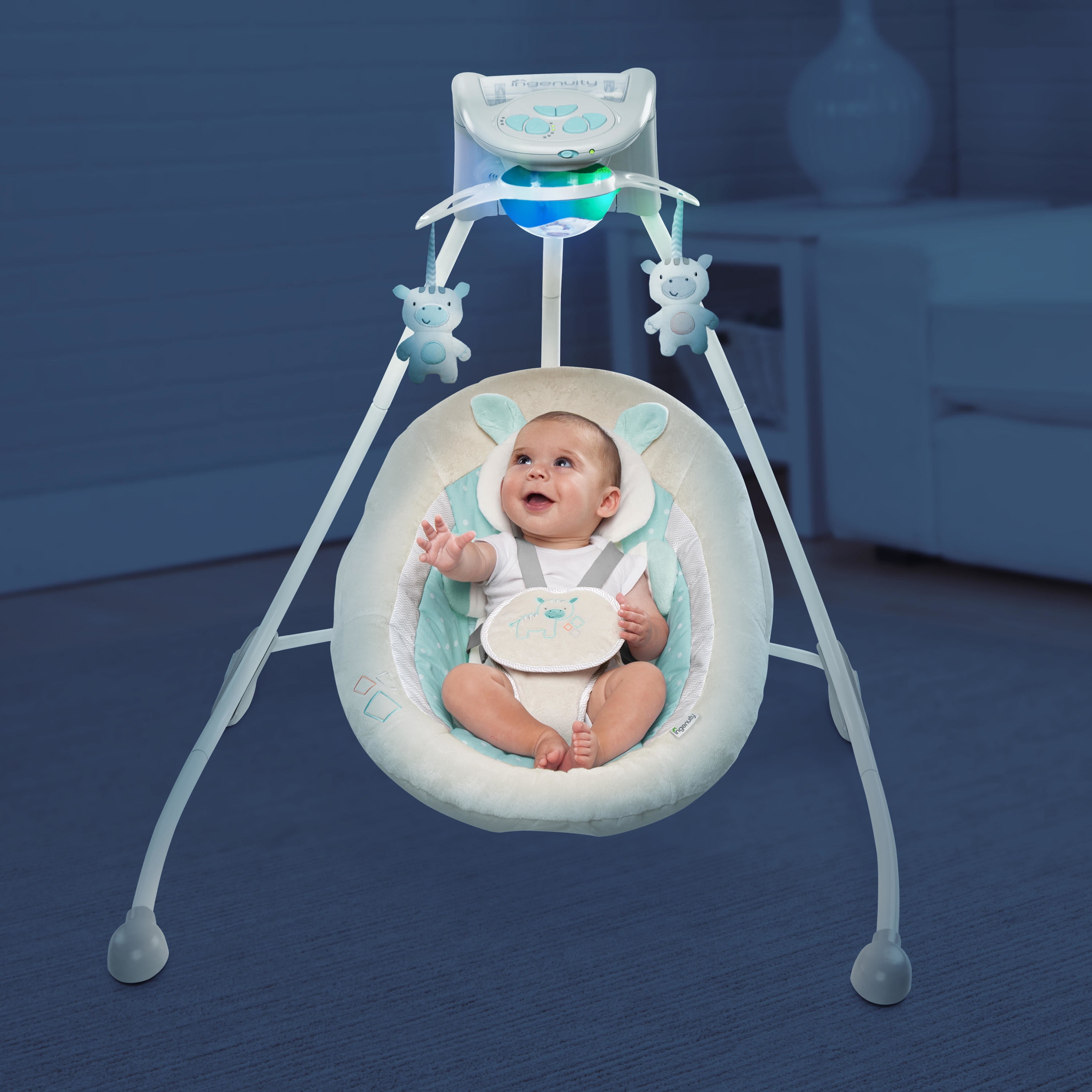 Ingenuity Inlighten Cradling Swing Zoo Zoo Zebra Walmart Com