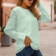 thumbnail image 3 of Blusa de gasa con mangas de linterna verde para oficina y hogar, blusa de cuello redondo y manga larga, talla S, 3 of 6
