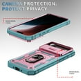 thumbnail image 5 of ELEHOLD Rugged Case for iPhone Air 2025,Shockproof Heavy Duty Hybrid Military Grade Ring Holder Kickstand Function Anti-Slip Shockproof Rugged Case Camera Lens Sliding Cover ,Green+Pink, 5 of 9