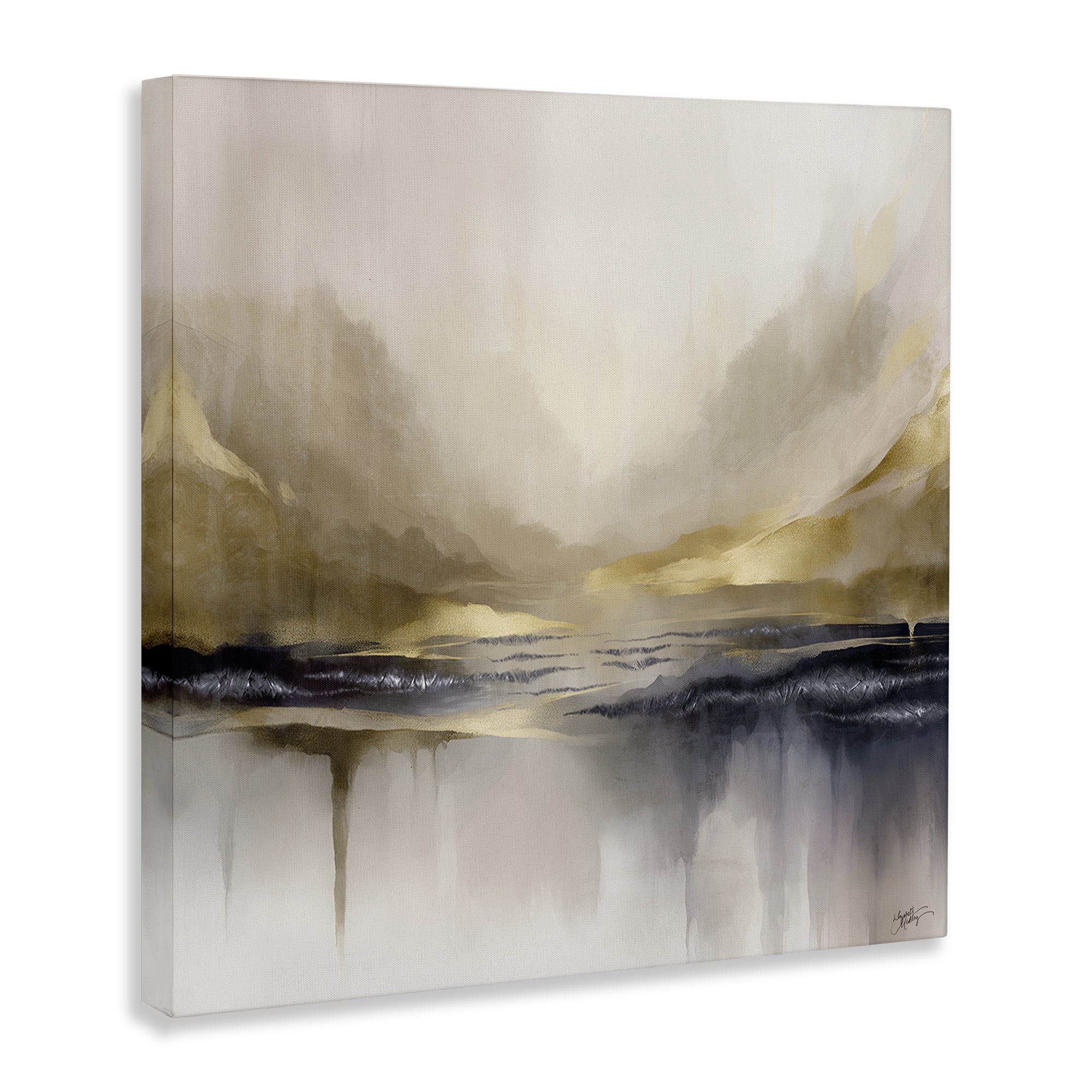 Stupell Industries Abstract Meadow Gold Accent Abstract Painting Wrapped Canvas Art Print Wall Art, 24 x 24