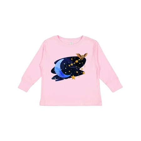 

Inktastic Owl Decorating the Night with Moon and Stars Gift Toddler Boy or Toddler Girl Long Sleeve T-Shirt