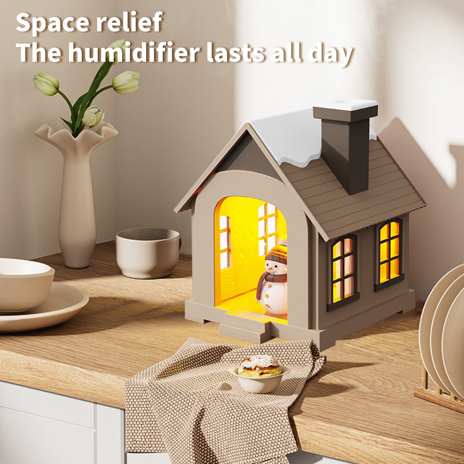 LACKUST Humidifiers for Bedroom,2025 New 500ML Cool Mist Humidifier, Quiet Night Light, 8-Hour Auto Power Off for Bedroom and Large Rooms,Brown