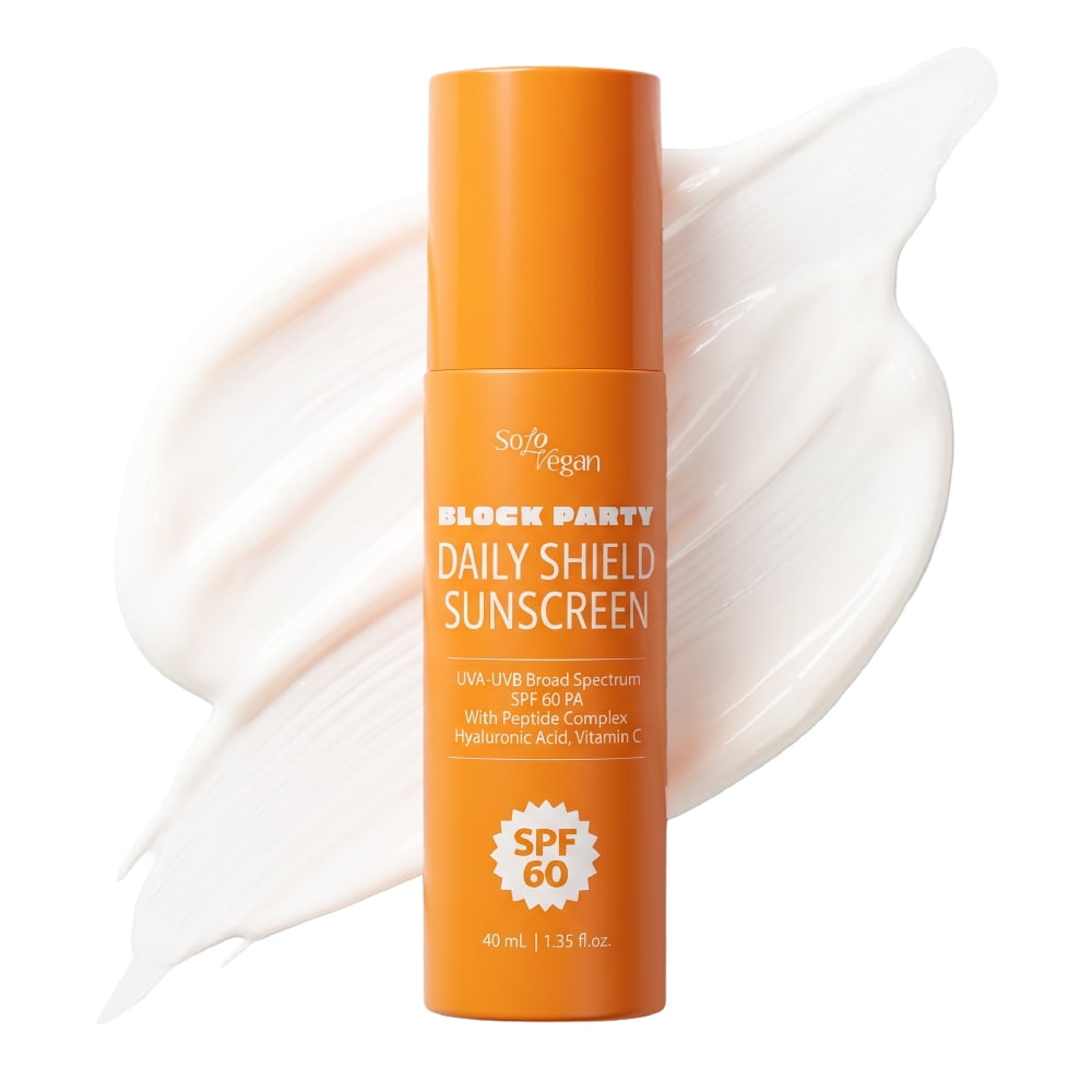 SoloVegan SPF 60 Face Sunscreen – Broad Spectrum UVA/UVB Protection, Lightweight Daily Facial Sunscreen with Peptides, Vitamin C & Hyaluronic Acid – Hydrating, Non-Greasy, Vegan Skincare (40ml)