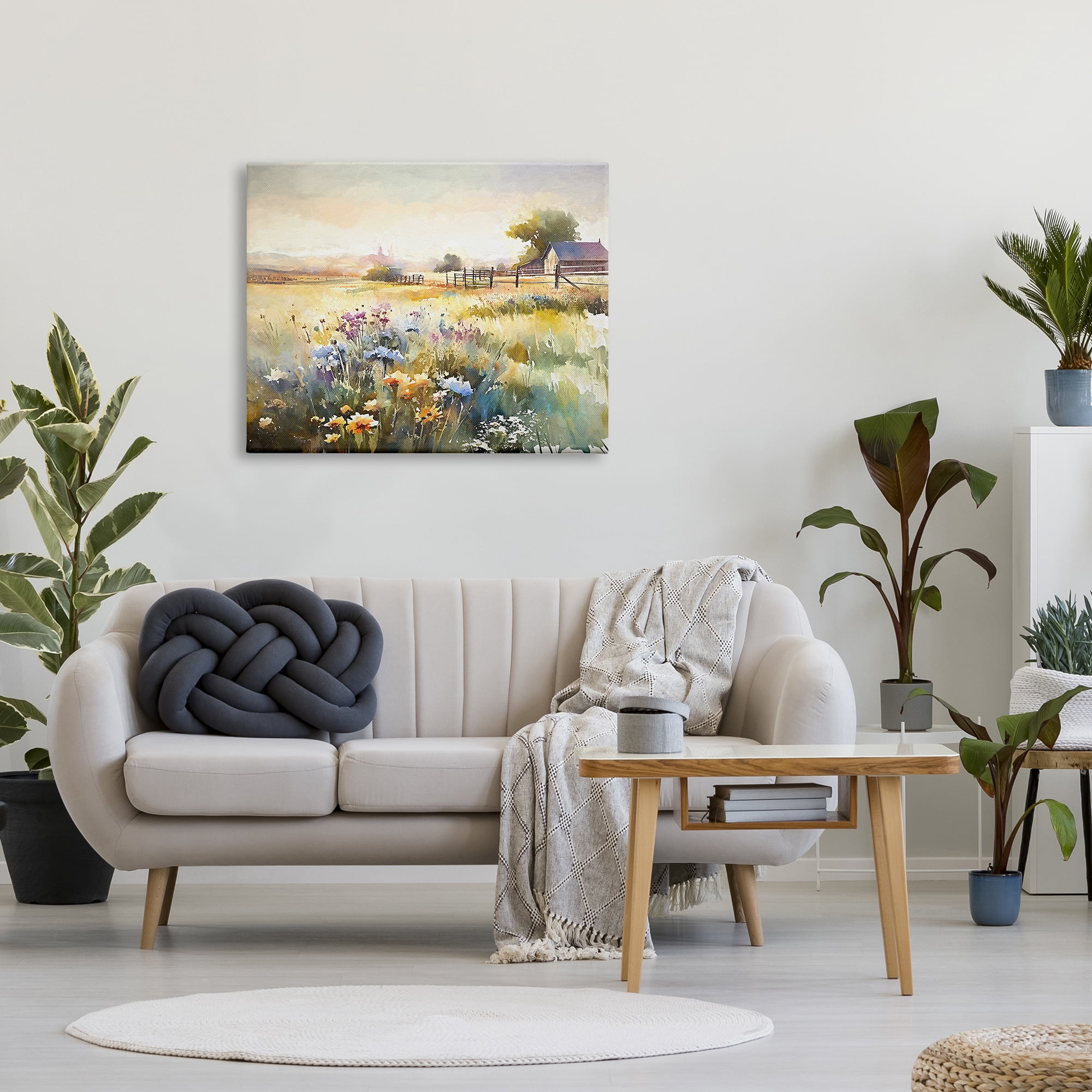 Stupell Industries Wildflower Farm Field Landscape Painting Gallery Wrapped Canvas Art Print Wall Art, 40 x 30