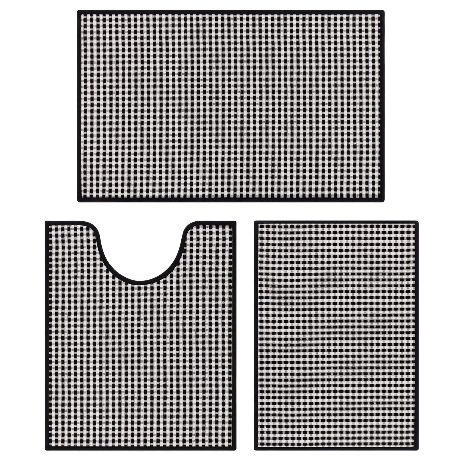 Bathroom Rugs Sets 3 Piece, Super Soft and Absorbent Non Slip Microfiber Toilet Bathroom Mats
