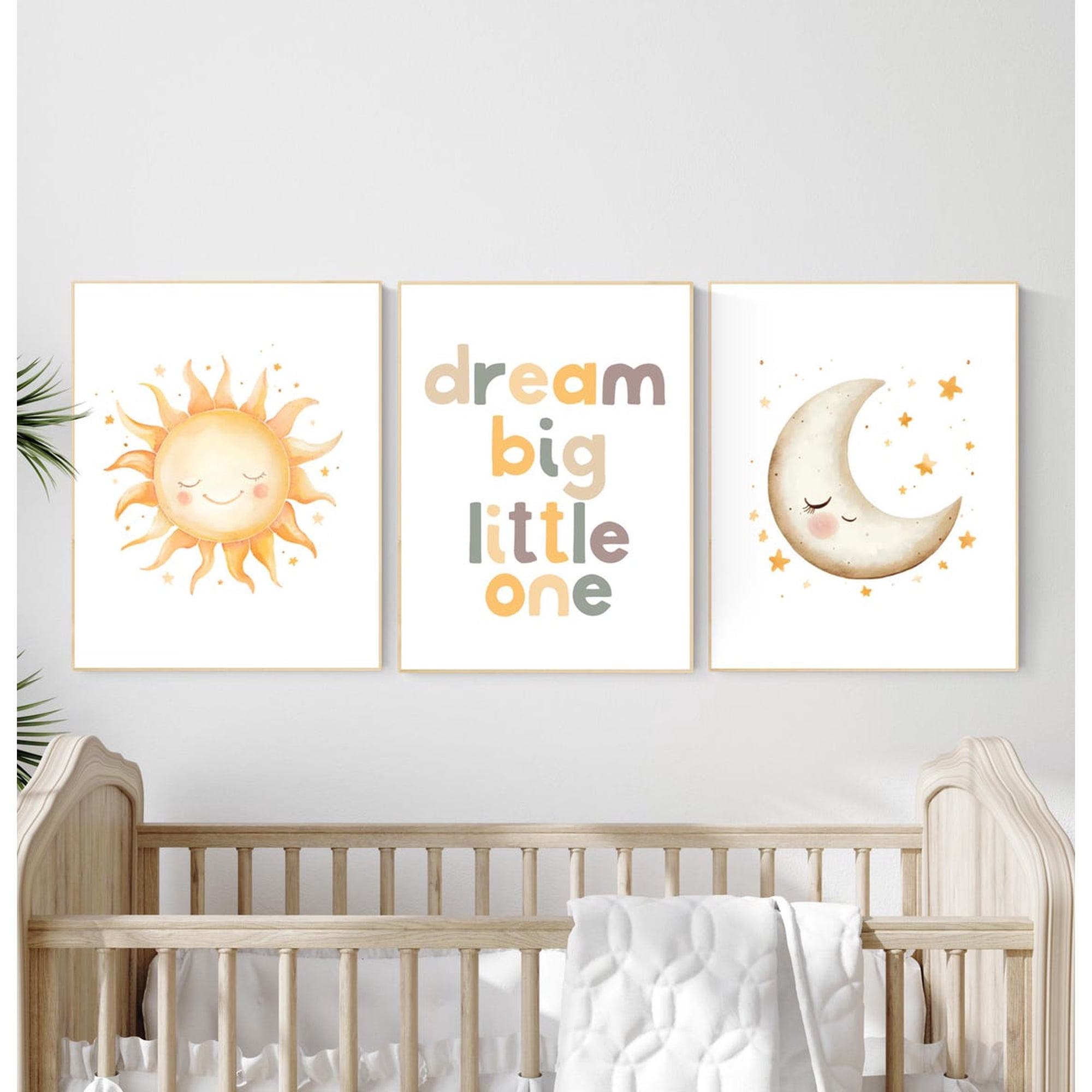 Dream Big Little One Nursery Wall Art Set Neutral Sun And Moon Prints For Baby Room Boho Celestial Decor For Boys Or Girls 213, Poster Only