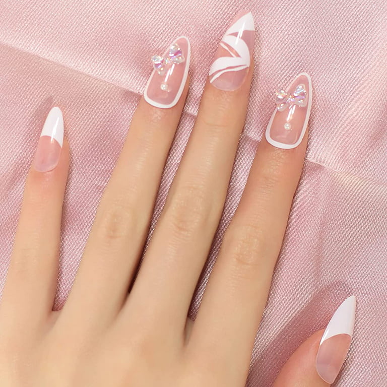 stiletto nails with 3d bow