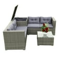 thumbnail image 2 of Tcbosik 4 Piece Patio Sectional Wicker Rattan Outdoor Furniture Sofa Set with Storage Box Gray, 2 of 10