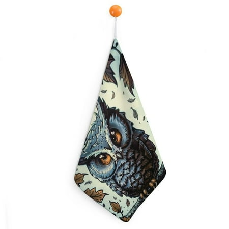 

BCIIG Owl Branch Leaves Quick-Dry Hand Towels 11.8x11.8in for Countertops Bathroom Decorations Ultra-Fine Fiber Kitchen Towels 2pcs