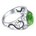 thumbnail image 2 of Bling Jewelry Womens  Bali Silver Ring Green Jade Cabochon Filigree Design, 2 of 5