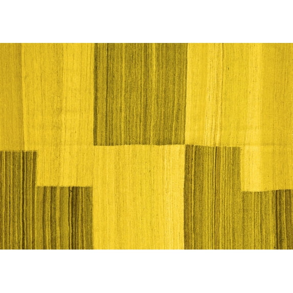 Ahgly Company Indoor Rectangle Abstract Yellow Contemporary Area Rugs, 6' x 9'