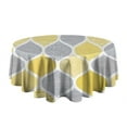 thumbnail image 5 of Yellow and Gray Geometric Quatrefoil Pattern Round Tablecloth 60"x60",Wrinkle Wipeable Table Cloth for Kitchen Dining Room Picnic Patio Party, 5 of 6