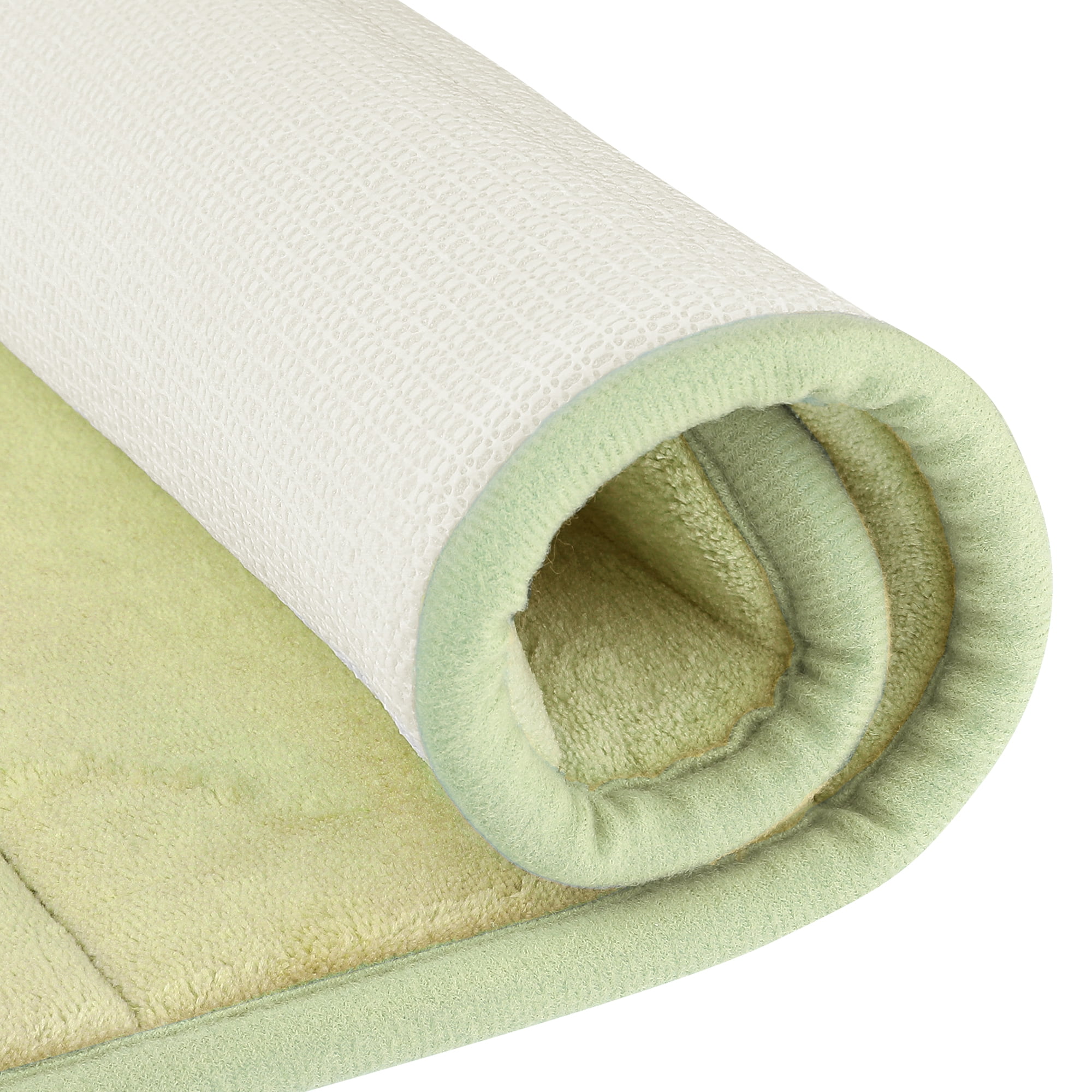 Unique Bargains 2 Pcs Soft Thick Absorbent Quick Dry Bathroom Bath Rugs Non Slip Green 16" x 24"