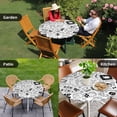 thumbnail image 4 of Black White Video Game Round Tablecloth for 36-44 Inch Tables,Fitted Table Cover with Elastic Edge,Console Computer Gaming Sketch Style Waterproof Outdoor Table Cloth Protector for Patio Dinner, 4 of 9