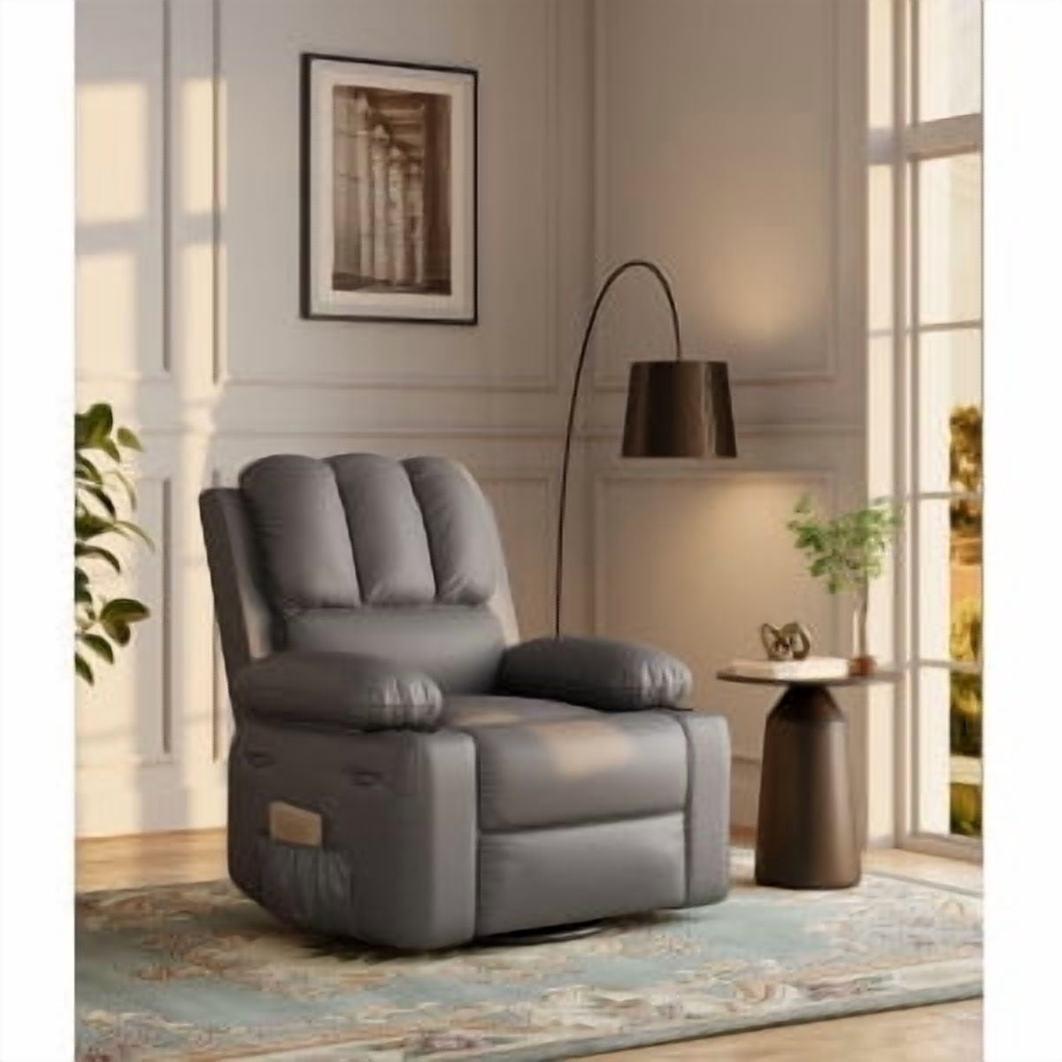 TEQIN Manul Recliner Chair, Small Recliners for Small Spaces, 22" W Reclining Chair, PU Leather Sofa Chair with Cup Holders and Side Pockets, Overstuffed Recliner Chairs for Home Office