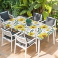 thumbnail image 2 of Yellow Daisy Table Cloths for 3 Foot Rectangle Tables, Farmhouse Country Flower Leaf Plant Wood Grain Patio Waterproof Elastic Fitted Tablecloths, Washable Rectangular Table Cover for Camping, 2 of 8