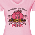thumbnail image 4 of Inktastic In October We Wear Pink with Ribbon and Pink Pumpkins Women's V-Neck T-Shirt, 4 of 5
