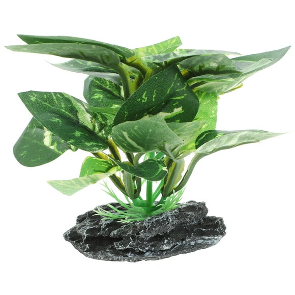 BRIGHTFUFU Decoración de plantas artificiales del acuario Decoración de peces de planta de piel de oro