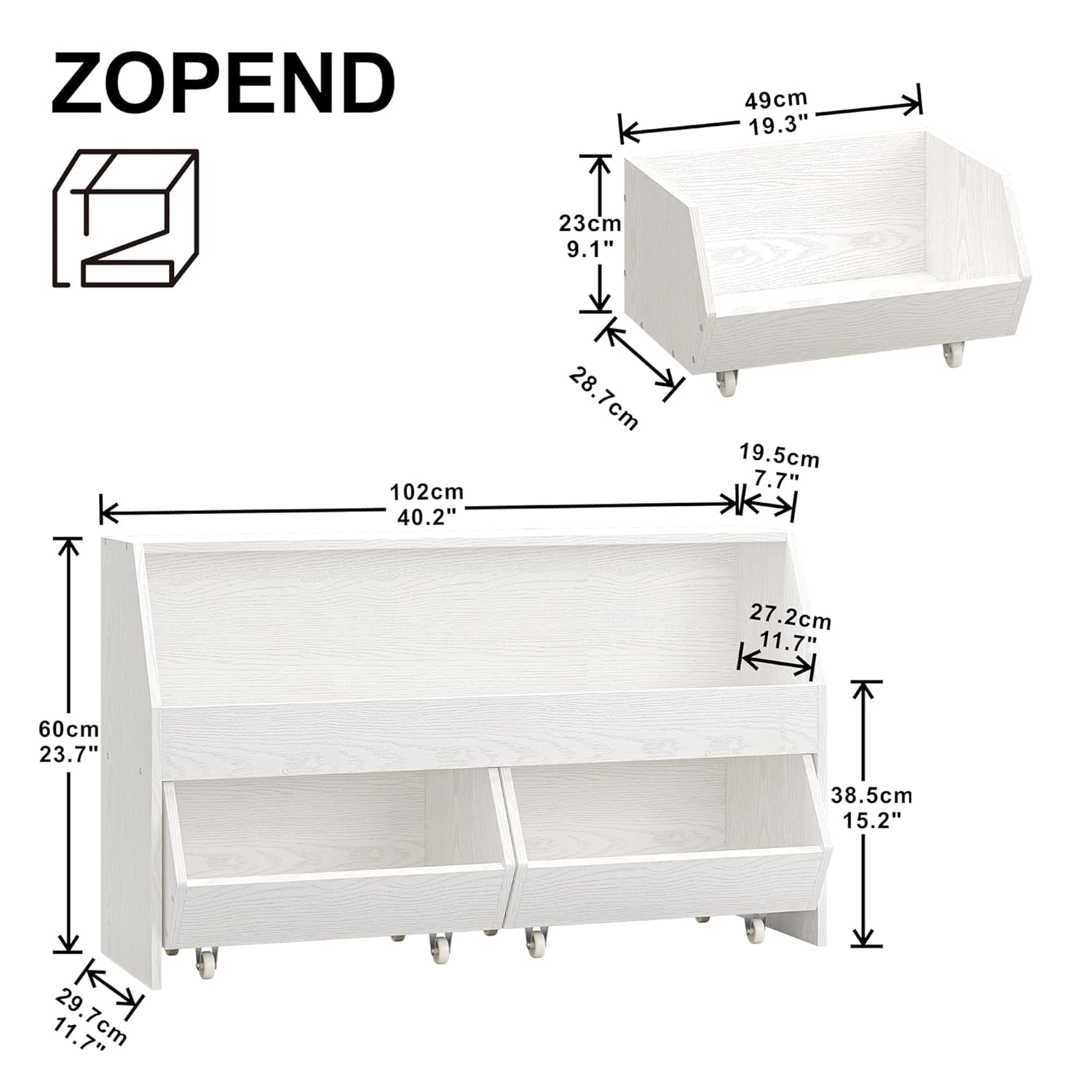 Toy Storage Organizer, Kids Bookcase and Storage Bin, Children Toddler Storage Carbinet with Moveable Drawers for Playroom, Bedroom, Nursery