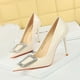 thumbnail image 3 of Zapatos de tacón ultraalto y delgado para mujer, boca baja, punta afilada, lacado, piel de serpiente, patrón clásico, hebilla de diamante de agua, zapatos de tacón individuales, 3 of 4
