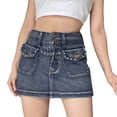 thumbnail image 1 of Txlixc - Minifaldas vaqueras para mujer, cintura alta, bolsillo con solapa, faldas vaqueras cortas Txlixc  Moda, 1 of 10