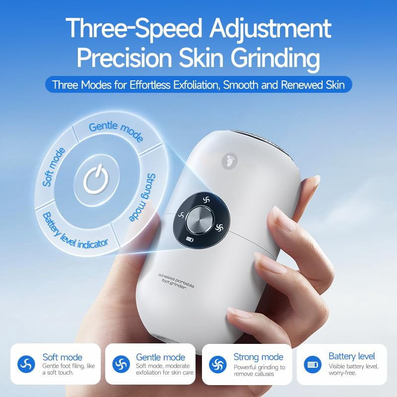 Electric Foot Callus Remover for Women Men,  Rechargeable Callus Remover for Feet, Portable Feet Grinder for Cracked Dry Heels, （white）