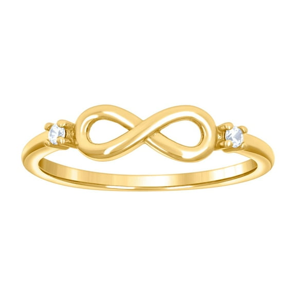 925 Sterling Silver Yellow-tone Womens Cubic Zirconia Infinity Love Ring 4.7mm Wide Size 8 Statement Ring for Women
