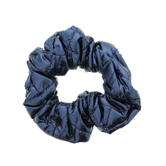 Motique Accessories Blue Metallic Quilted Hair Scrunchie