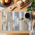 thumbnail image 2 of Yellow Gray Placemats Set of 12, Rustic Vintage Shabby Mottled Wood Grain Placemats for Dining Table, Place Mats for Kitchen Tabletop, Waterproof Wipeable Dining Table Mats Set, 2 of 9