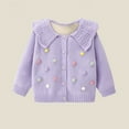 thumbnail image 4 of VNKIDY Girls Christmas Sweaters Winter Kids Playful Style Poms Pattern Knitted Cardigan Thermal Collared Long Sleeve Buttoned Sweater For Holiday Casual Wear Casual Knitwear, 4 of 5