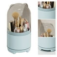 thumbnail image 4 of Contenedor de almacenamiento para brochas de maquillaje, rotación de 360 grados, antipolvo, tapa transparente, gran capacidad, color azul, 4 of 12